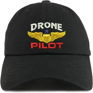 Trendy Apparel Shop Drone Pilot Aviation Wing Embroidered Low Profile Soft Cotton Dad Hat Cap