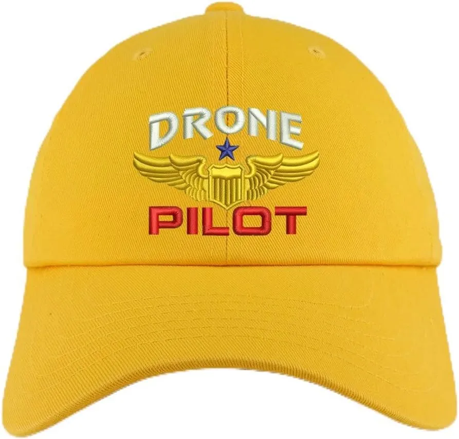 Trendy Apparel Shop Drone Pilot Aviation Wing Embroidered Low Profile Soft Cotton Dad Hat Cap