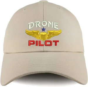 Trendy Apparel Shop Drone Pilot Aviation Wing Embroidered Low Profile Soft Cotton Dad Hat Cap