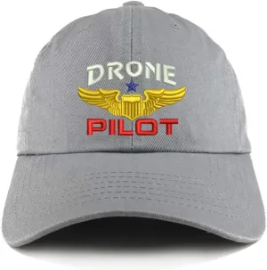 Trendy Apparel Shop Drone Pilot Aviation Wing Embroidered Low Profile Soft Cotton Dad Hat Cap