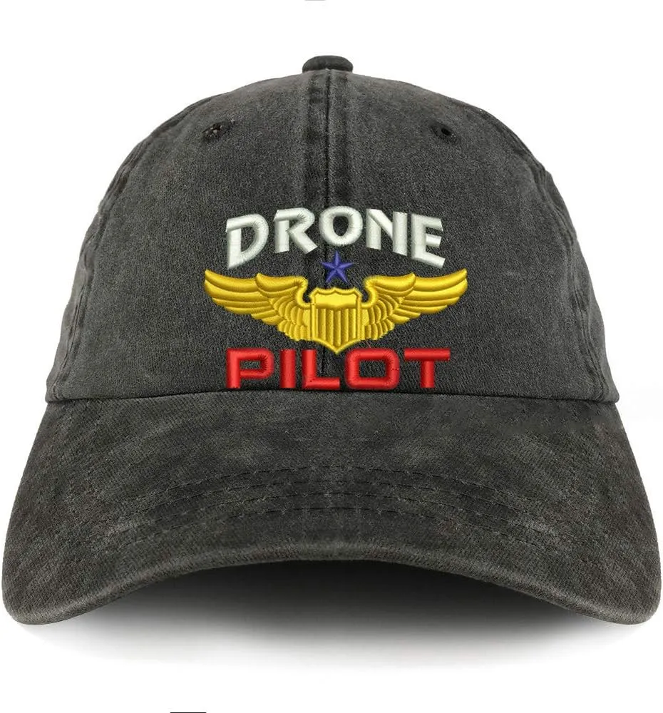 Trendy Apparel Shop Drone Pilot Aviation Wing Embroidered Pigment Dyed Unstructured Cap