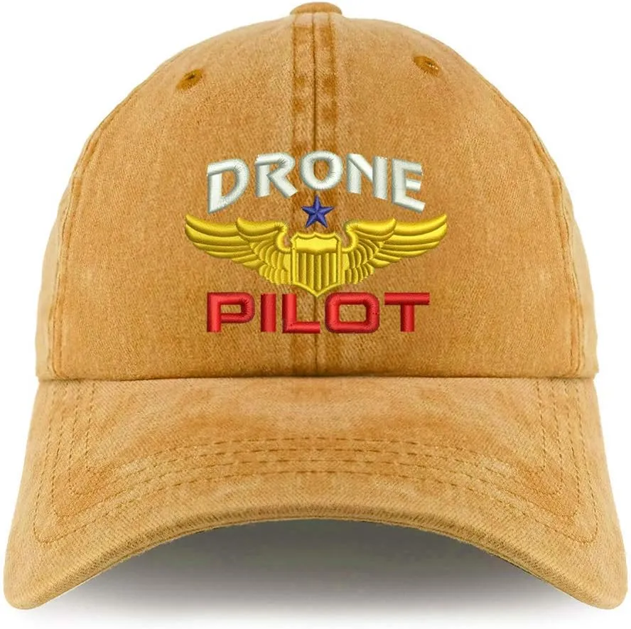 Trendy Apparel Shop Drone Pilot Aviation Wing Embroidered Pigment Dyed Unstructured Cap