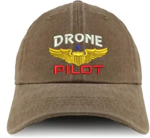 Trendy Apparel Shop Drone Pilot Aviation Wing Embroidered Pigment Dyed Unstructured Cap