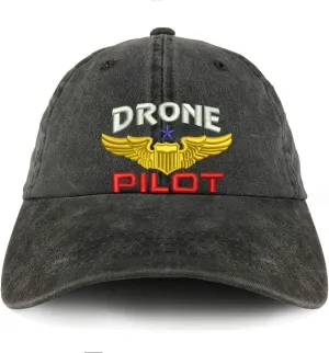 Trendy Apparel Shop Drone Pilot Aviation Wing Embroidered Pigment Dyed Unstructured Cap