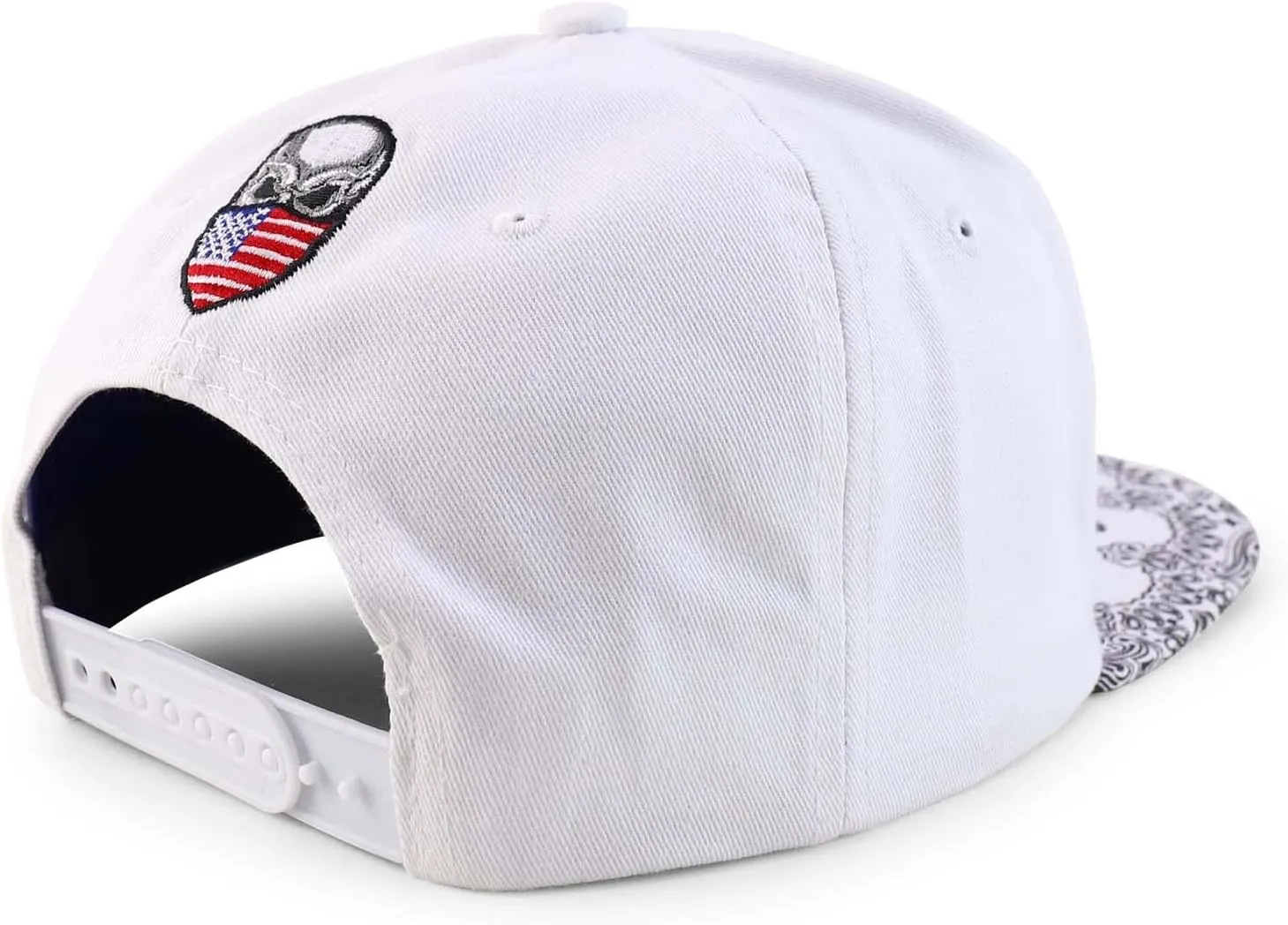 Trendy Apparel Shop Skull Bandana Embroidered Paisley Print Flatbill Cap