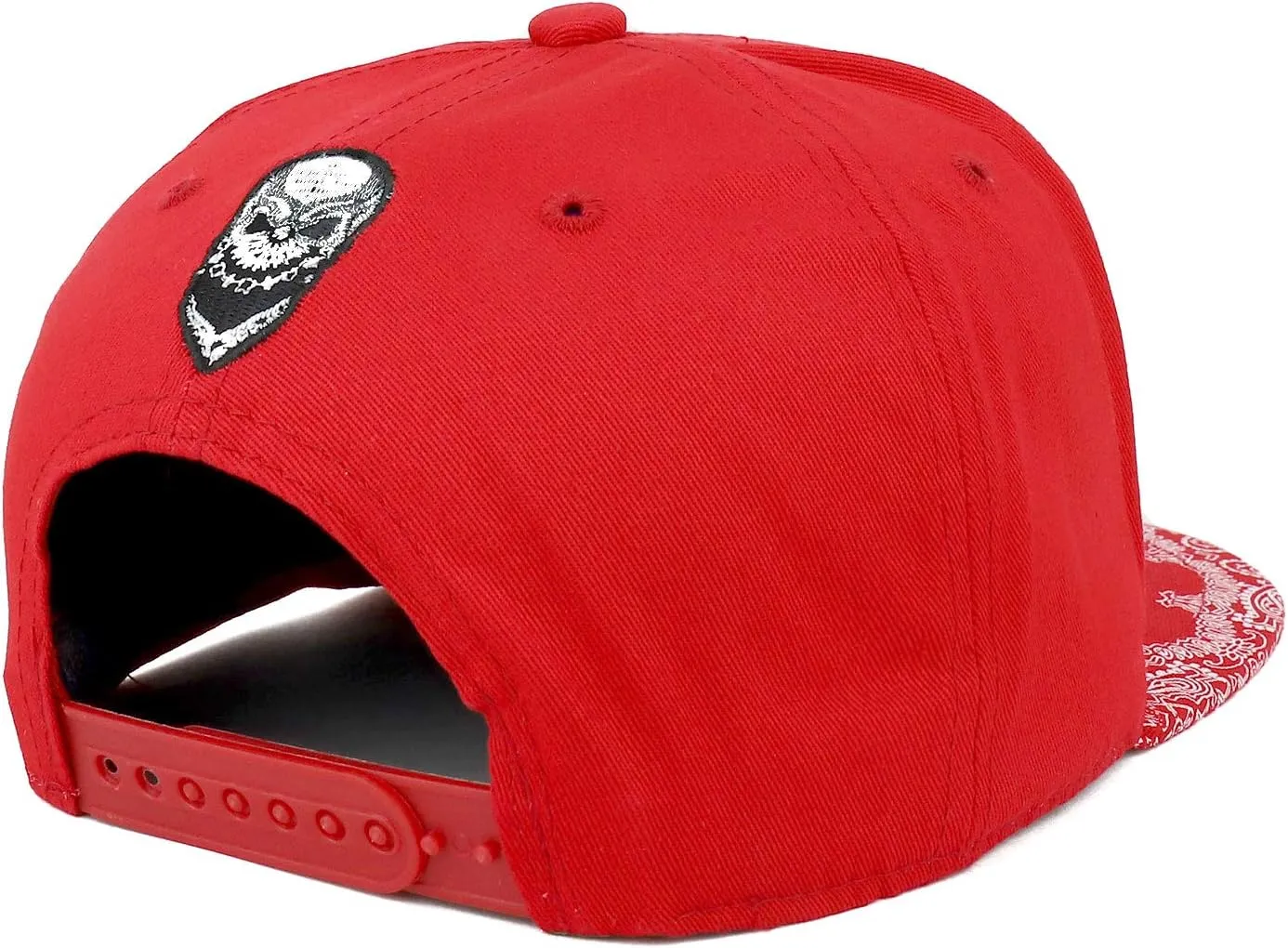 Trendy Apparel Shop Skull Bandana Embroidered Paisley Print Flatbill Cap