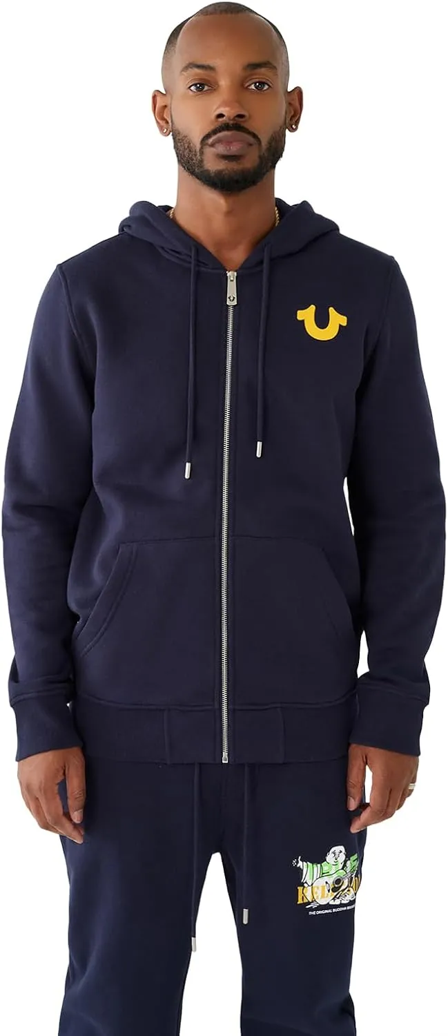 True Religion Men's Big T Zip Up Hoodie