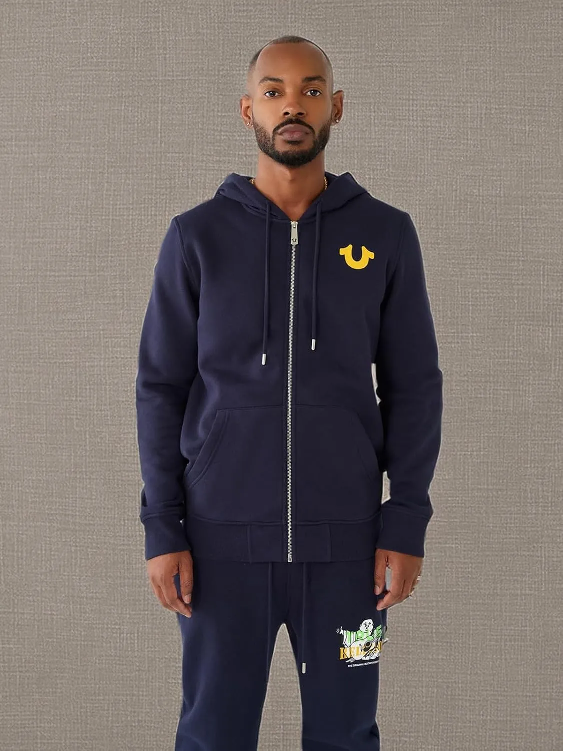 True Religion Men's Big T Zip Up Hoodie