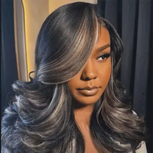 Tuneful Blonde Highlight Colored Body Wave 14 Inch 13x6 HD Lace Front Wigs Human Hair Pre Plucked Pre Cut 220% Density Loose Body Wave Lace Front Wigs Human Hair for Women