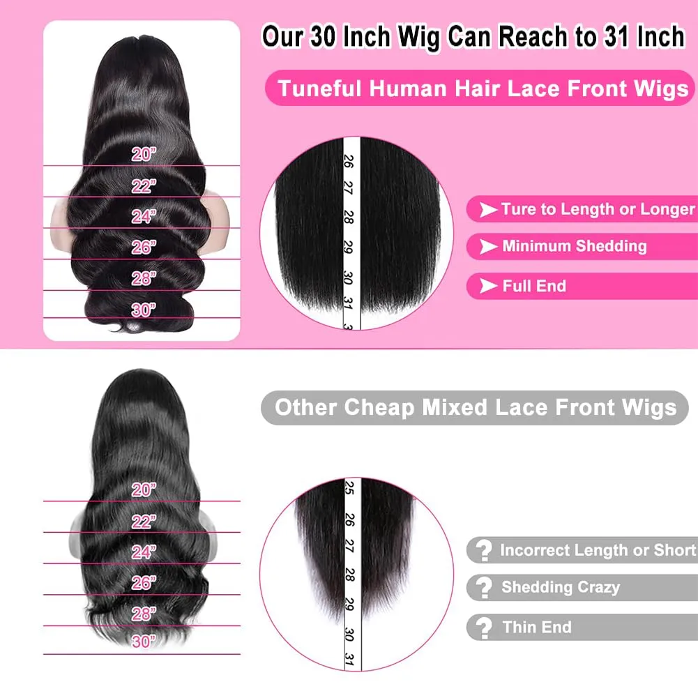 Tuneful Blonde Highlight Colored Body Wave 14 Inch 13x6 HD Lace Front Wigs Human Hair Pre Plucked Pre Cut 220% Density Loose Body Wave Lace Front Wigs Human Hair for Women