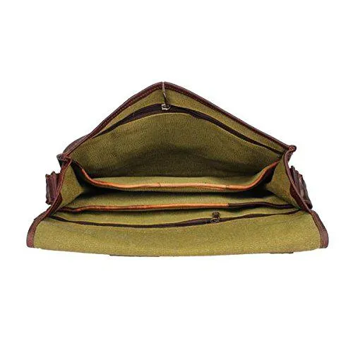 TUZECH Menly Look Hard Bound Bravery Symbol Pure Leather Messenger Bag (13.3 Inches, Brown)