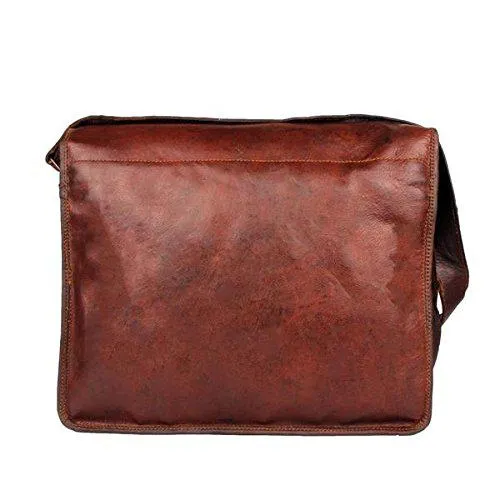 TUZECH Menly Look Hard Bound Bravery Symbol Pure Leather Messenger Bag (13.3 Inches, Brown)
