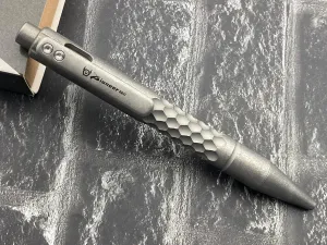 TwoSun Checkered Tactical Titanium Push Button Mechanism Pen TS-Pen09-Gray-Stonewash