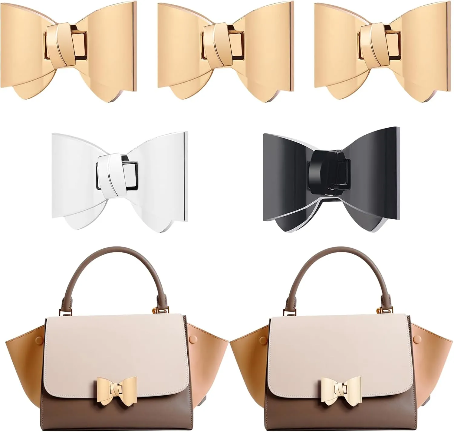 TXIN 5 Pieces Bowknot Turn Lock Clasp Hardware Purse Twist Turn Locks Purse Bag Closure Clasp for DIY Purse Handbag Making Accessories,3 Colors