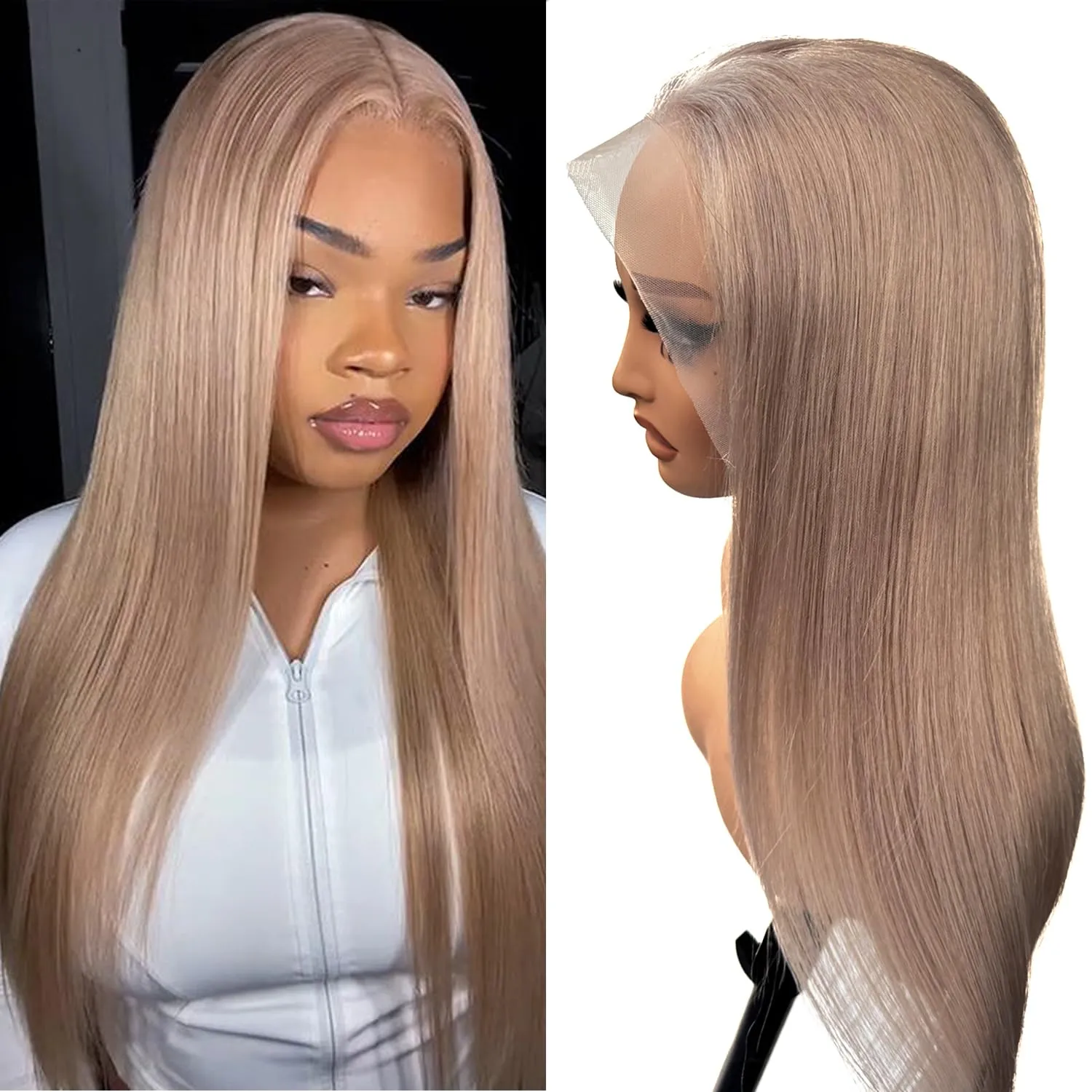 Ubetta Ash Blonde Wig Human Hair 13x6 Lace Front Wigs Human Hair Ash Blonde Glueless HD Lace Front Wig Human Hair Pre Plucked Straight 30 Inch Ash Blonde Lace Frontal Human Hair Wigs for Black Women