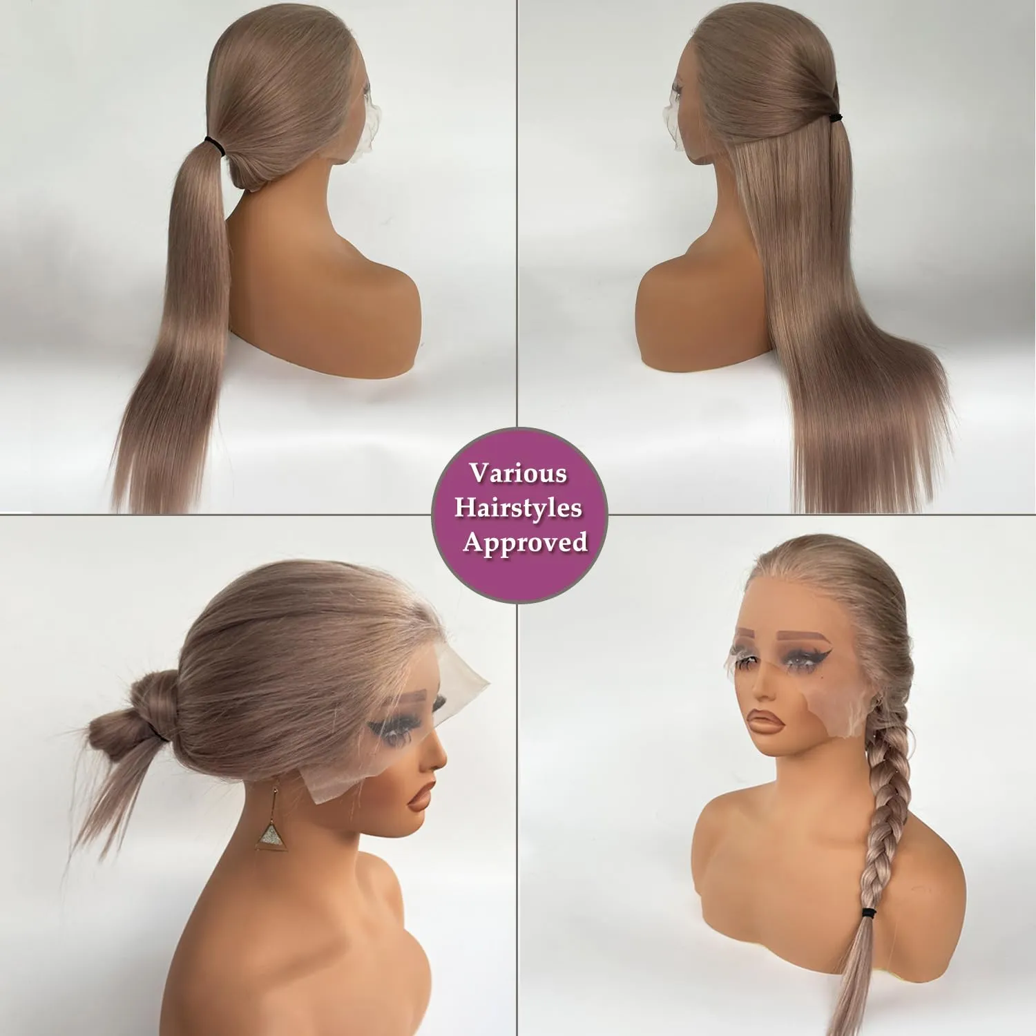 Ubetta Ash Blonde Wig Human Hair 13x6 Lace Front Wigs Human Hair Ash Blonde Glueless HD Lace Front Wig Human Hair Pre Plucked Straight 30 Inch Ash Blonde Lace Frontal Human Hair Wigs for Black Women