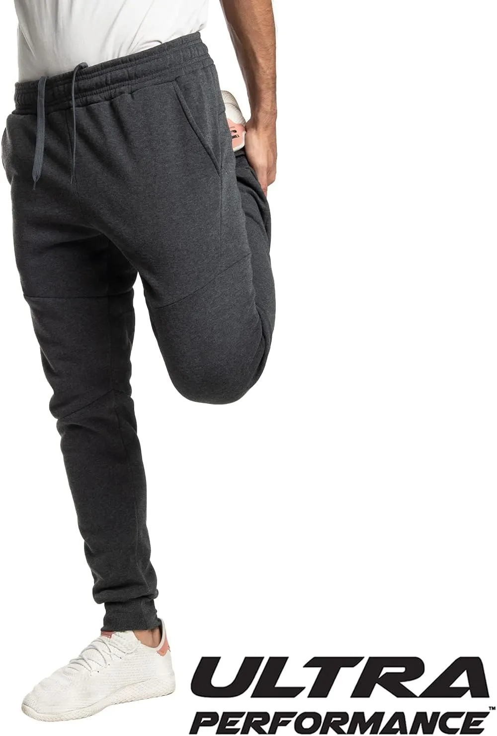 Ultra Performance 3 Pack Fleece Active Tech Joggers for Men, Mens Sweatpants with Zipper Pockets