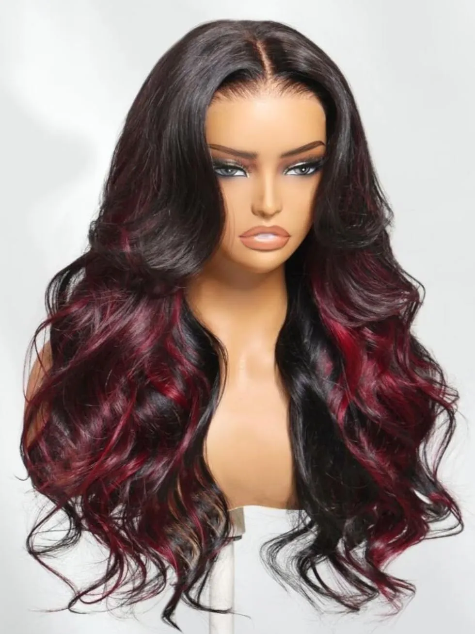 UNICE Burgundy Highlight Bye Bye Knots 7x5 Pre Cut Lace Front Wigs Human Hair Loose Wave Pre Everything Glueless Wig Pre Plucked Bleached Knots with Face Framing Layers 180% Density 16 inch
