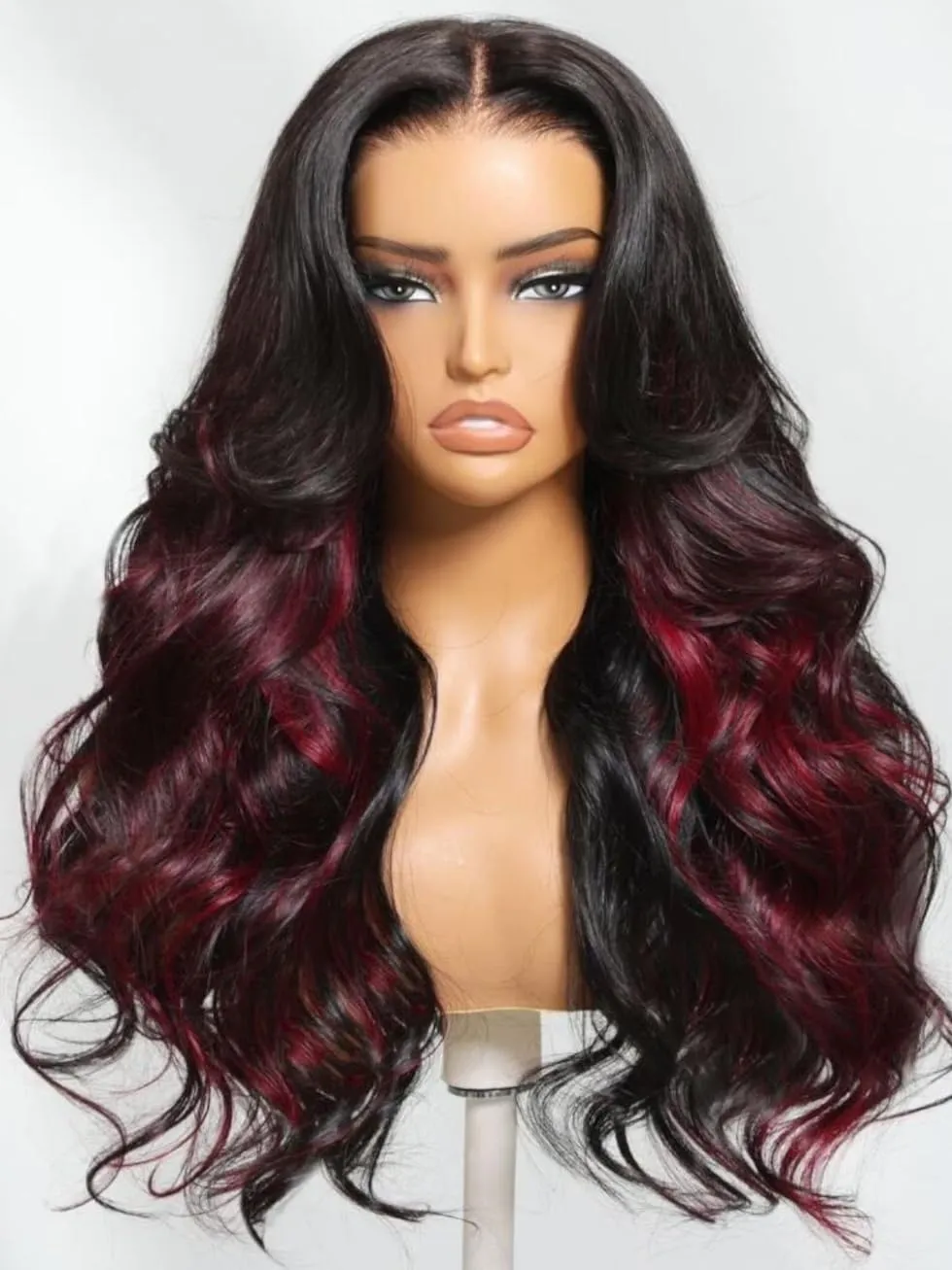 UNICE Burgundy Highlight Bye Bye Knots 7x5 Pre Cut Lace Front Wigs Human Hair Loose Wave Pre Everything Glueless Wig Pre Plucked Bleached Knots with Face Framing Layers 180% Density 16 inch