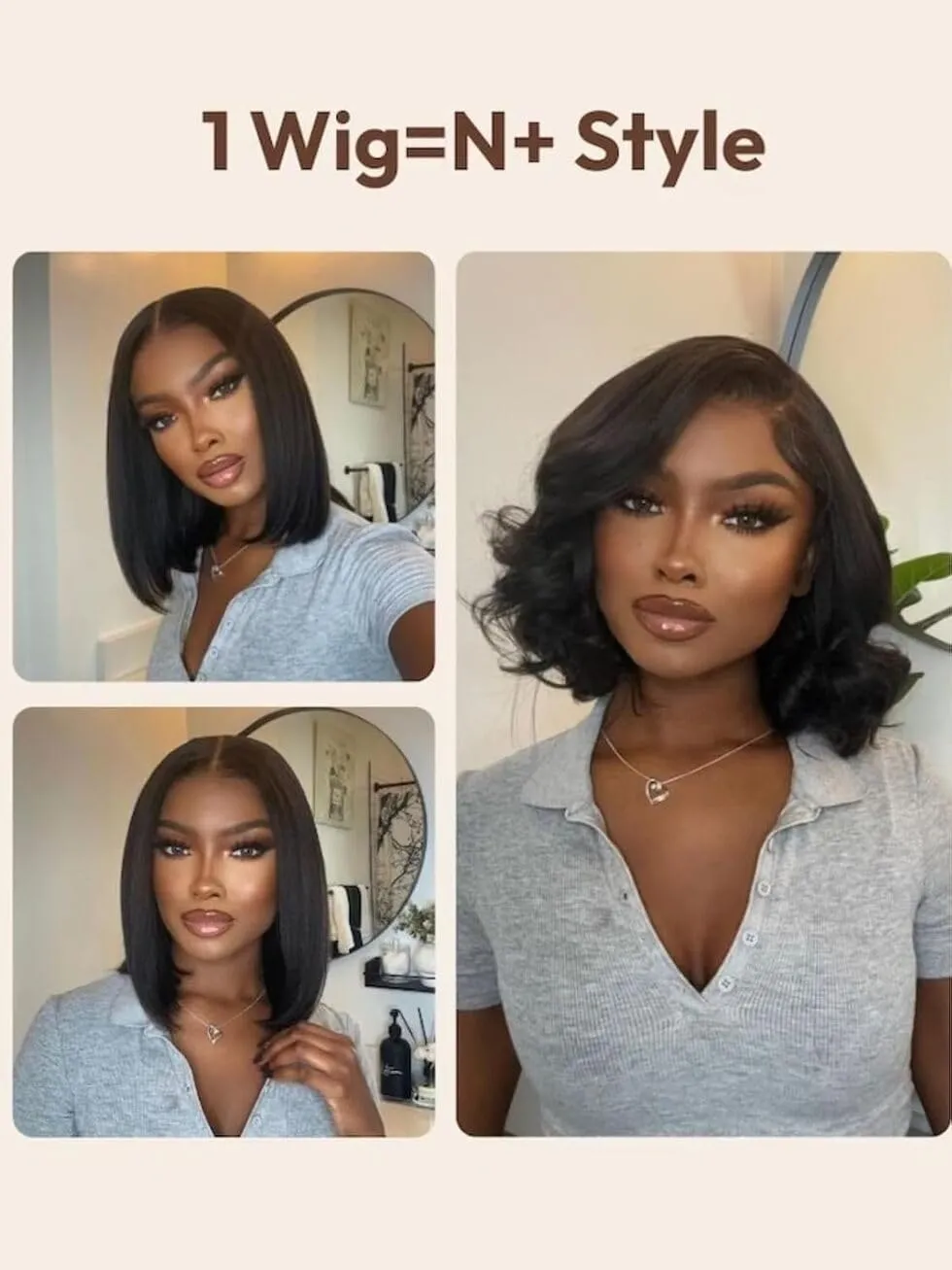 UNICE Bye Bye Knots Wig - Yaki Kinky Straight Bob Wigs, Human Hair, Invisible Knots, 7x5 Lace Front, Glueless, Pre Plucked, 14 inch