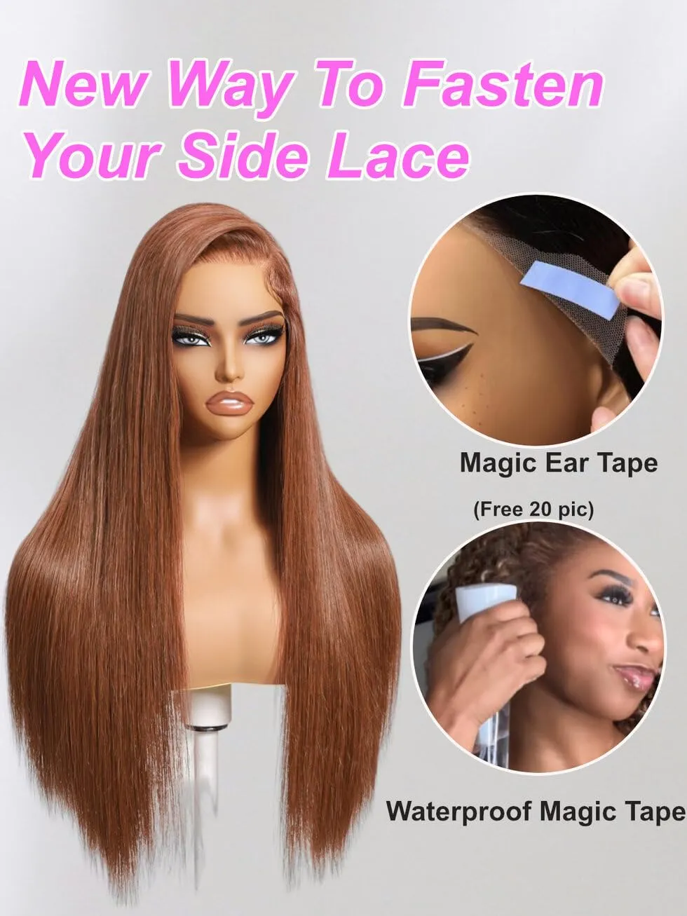 UNICE Copper Brown Straight Pre Everything Glueless Frontal Wig Human Hair Pre Plucked Pre Cut 13x4 Lace Front Wigs Human Hair Bleached Invisible Knots Put on and Go Wig 150% Density 16 inch