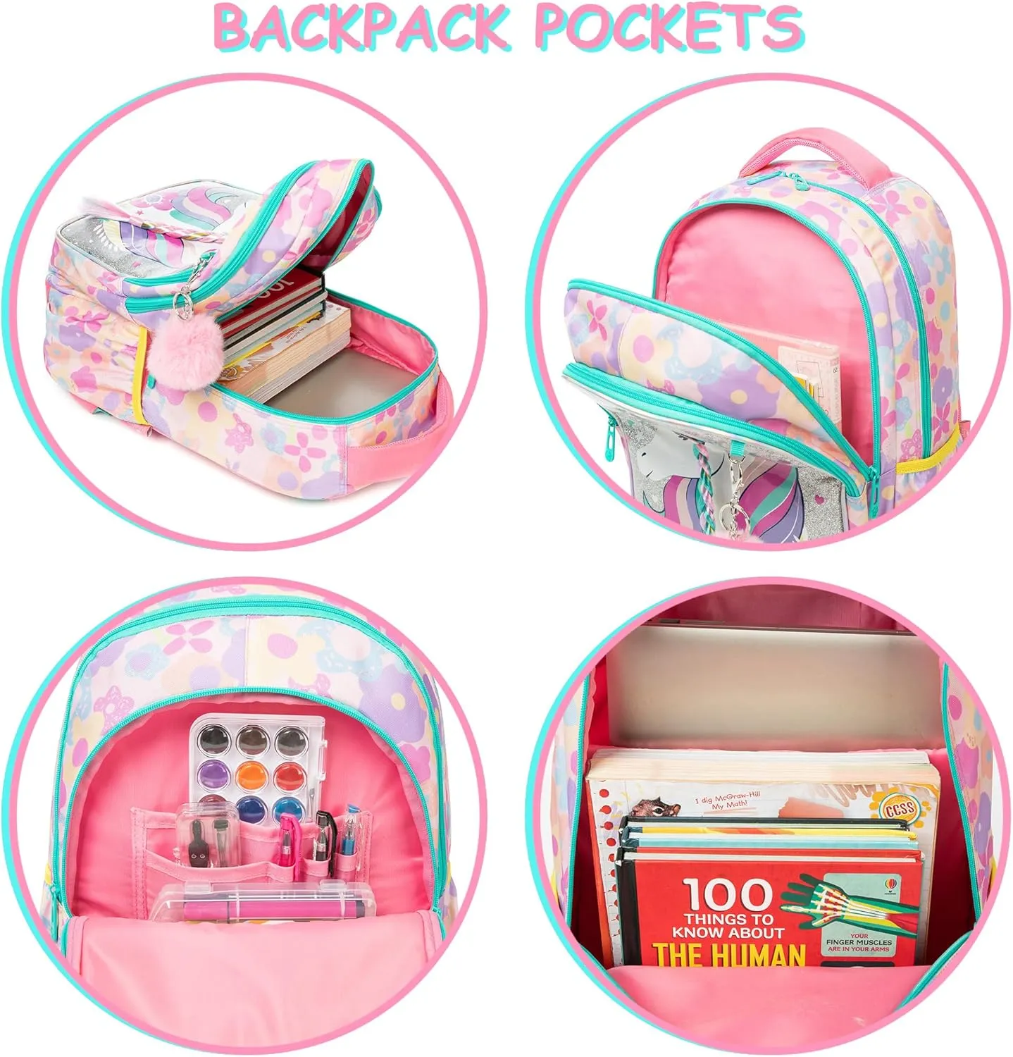 Unicorn Kids Backpack for School Backpack for Girls Primary School Kids Backpack Daypack Elementary Students for Teens Girls Backpack for Travel
