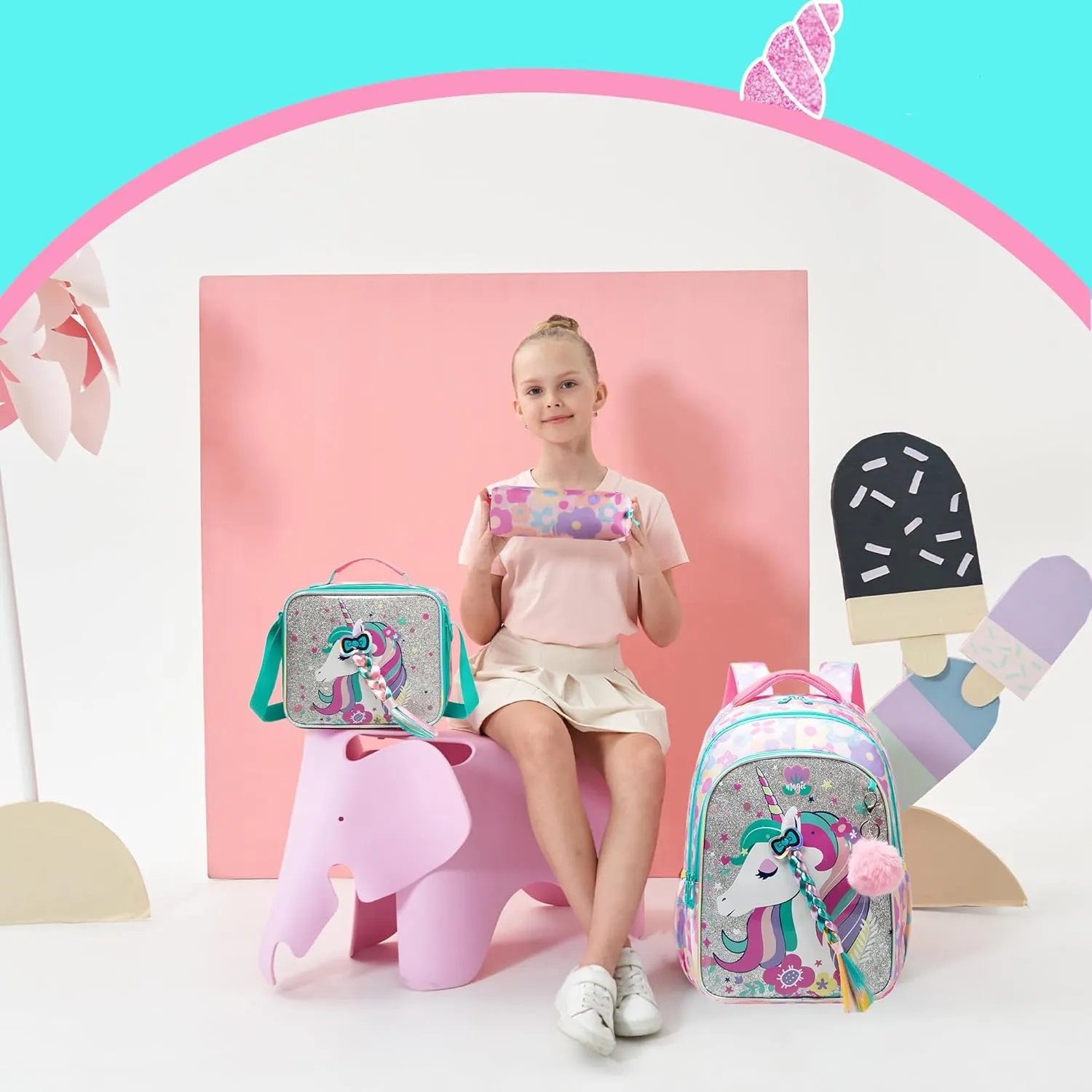 Unicorn Kids Backpack for School Backpack for Girls Primary School Kids Backpack Daypack Elementary Students for Teens Girls Backpack for Travel