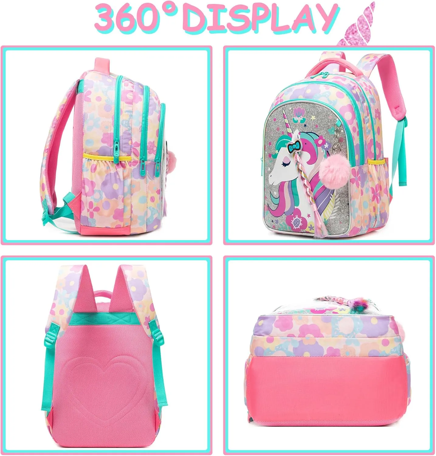 Unicorn Kids Backpack for School Backpack for Girls Primary School Kids Backpack Daypack Elementary Students for Teens Girls Backpack for Travel