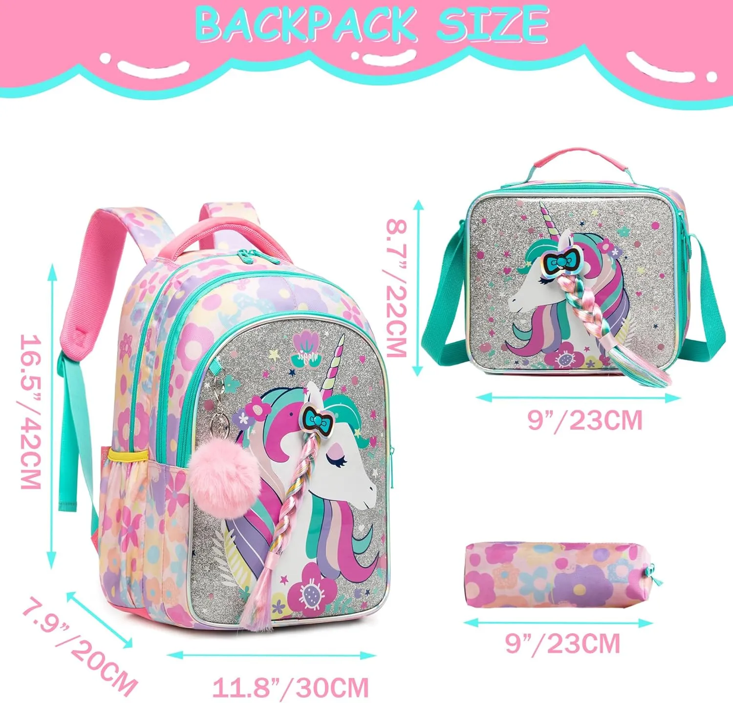 Unicorn Kids Backpack for School Backpack for Girls Primary School Kids Backpack Daypack Elementary Students for Teens Girls Backpack for Travel