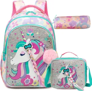 Unicorn Kids Backpack for School Backpack for Girls Primary School Kids Backpack Daypack Elementary Students for Teens Girls Backpack for Travel