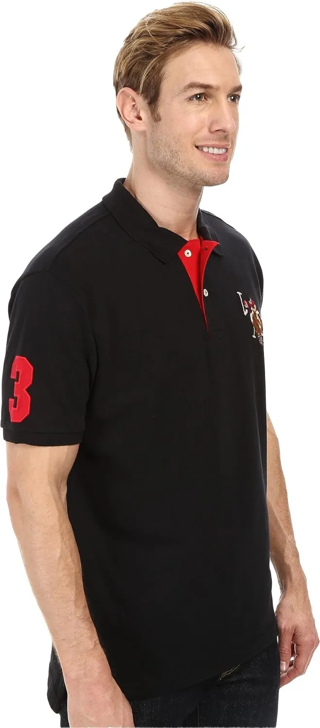U.S. Polo Assn. Men's Multi Color Logo Solid Pique Polo Shirt