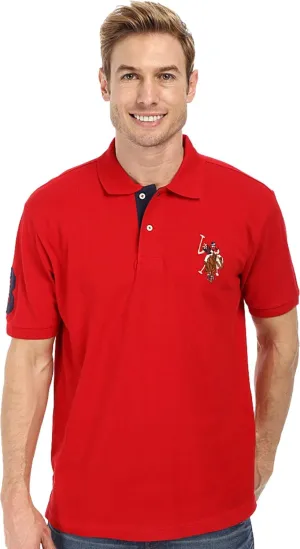 U.S. Polo Assn. Men's Multi Color Logo Solid Pique Polo Shirt