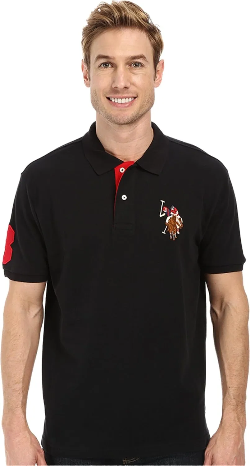 U.S. Polo Assn. Men's Multi Color Logo Solid Pique Polo Shirt