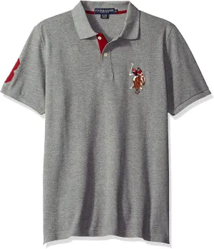 U.S. Polo Assn. Men's Multi Color Logo Solid Pique Polo Shirt