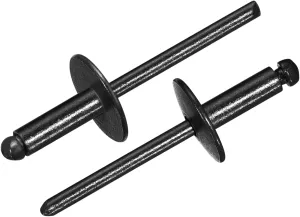 uxcell 50Pcs 3/16"x1/2" Large Flange Blind Rivets, Zinc-Plated Carbon Steel Grip and Mandrel Cap Blind Rivets, Black