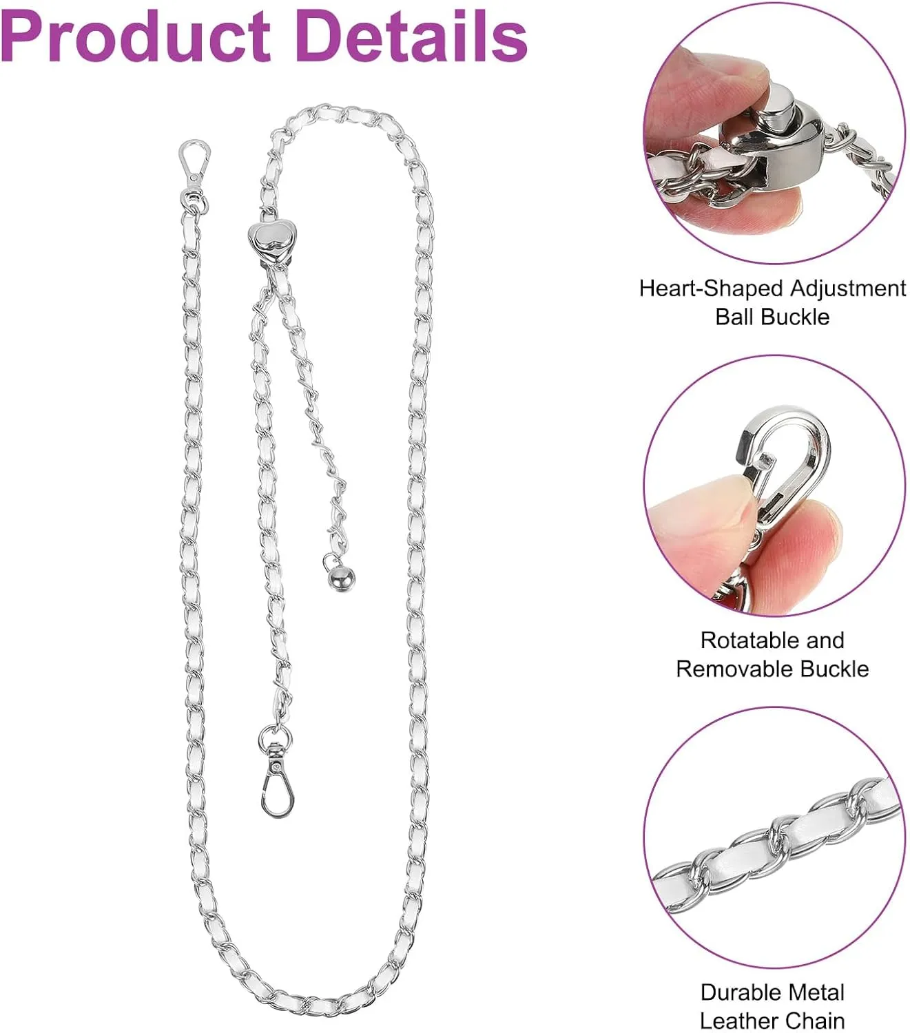 uxcell Adjustable Purse Chain Strap Crossbody Chain Strap Chain Strap for Handbag Shoulder Bag Clutch Wallet