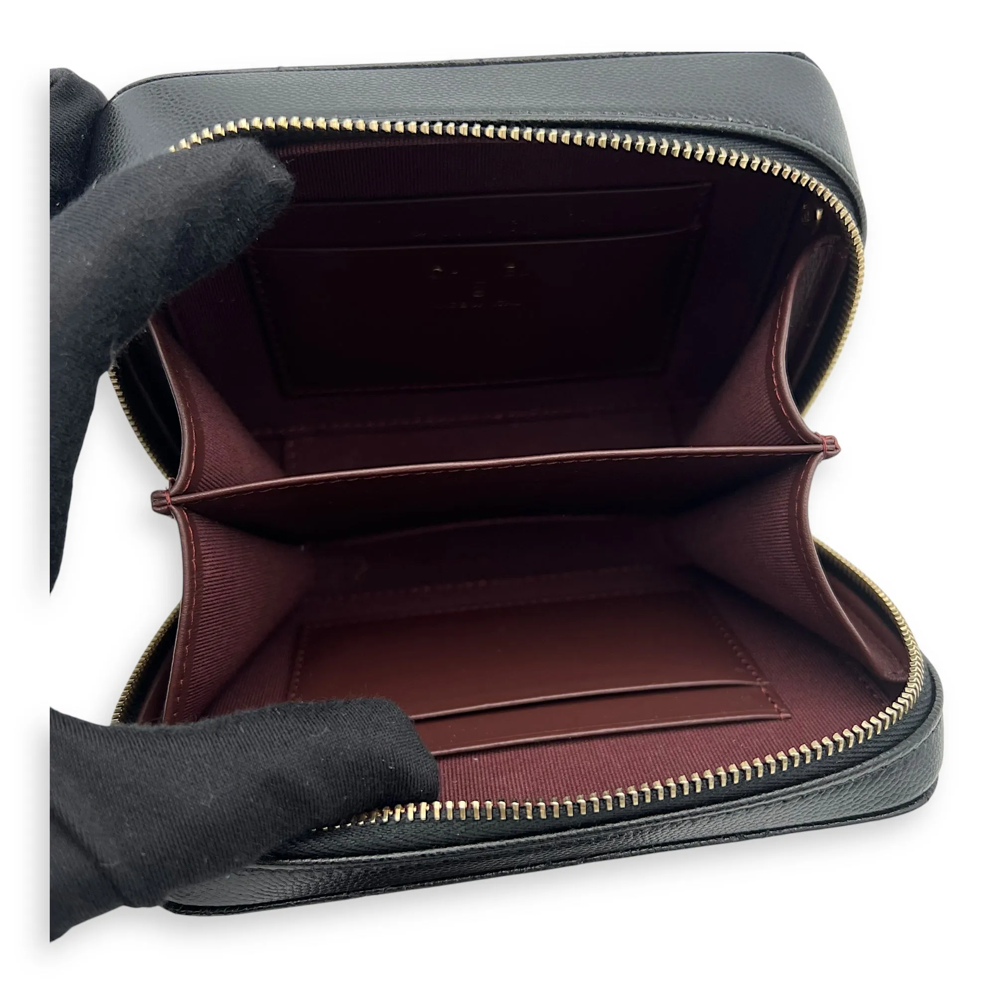 Vanity Crossbody Bag Black in Caviar Leather, Gold hardware