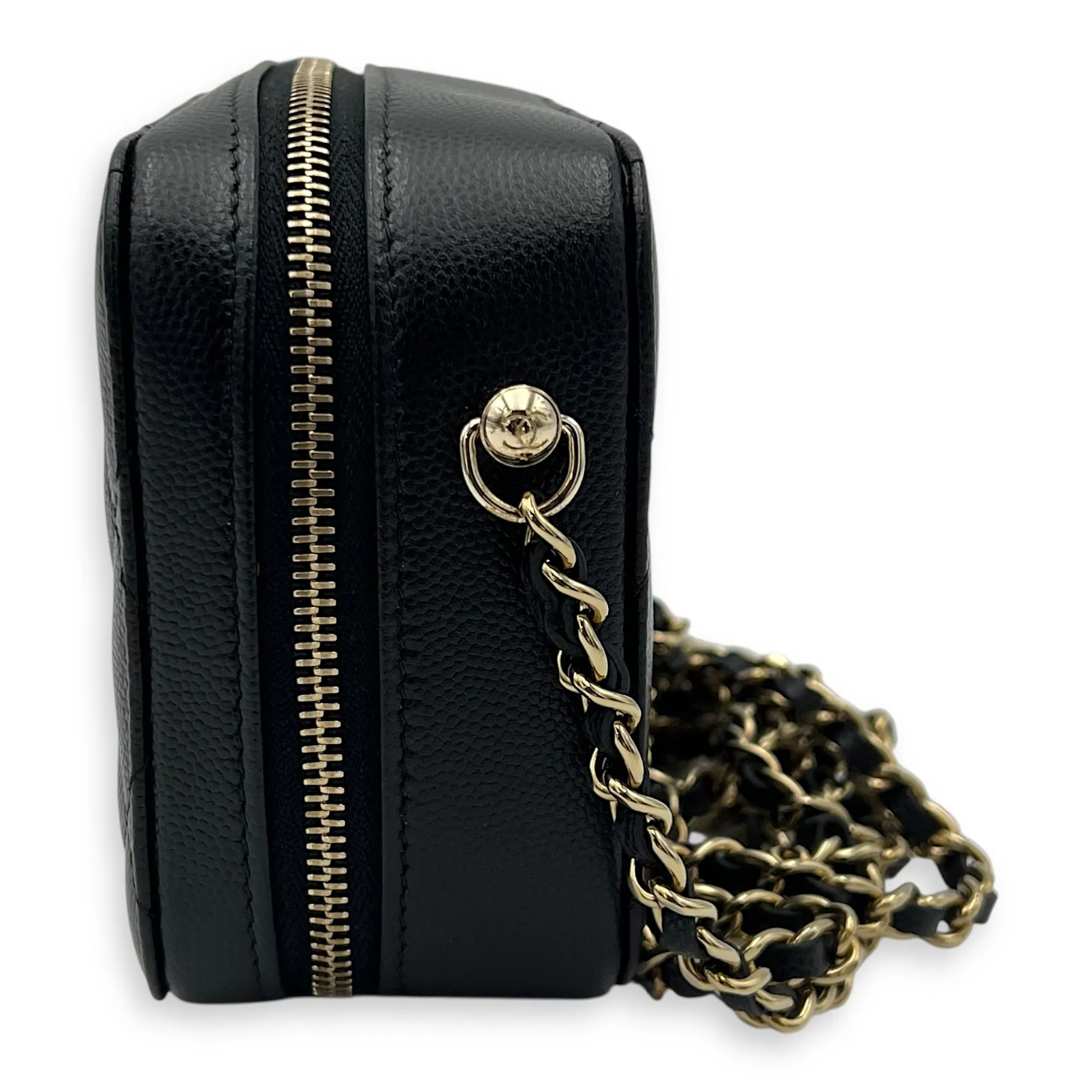 Vanity Crossbody Bag Black in Caviar Leather, Gold hardware
