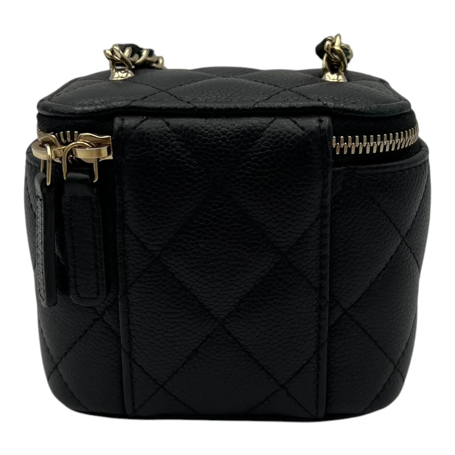 Vanity Crossbody Bag Black in Caviar Leather, Gold hardware