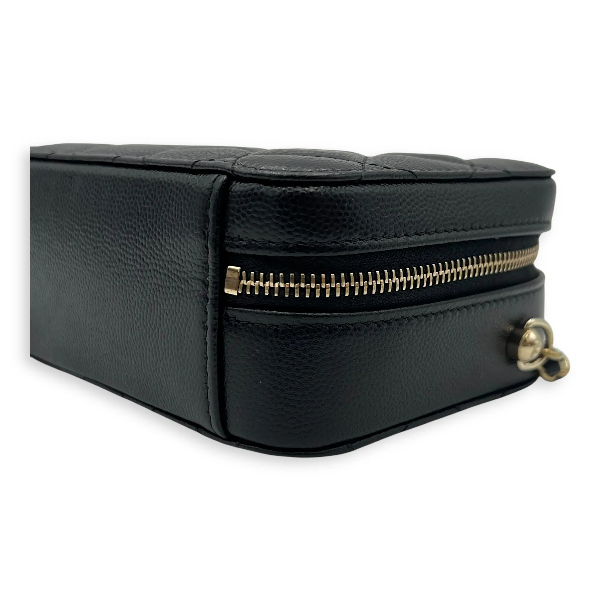 Vanity Crossbody Bag Black in Caviar Leather, Gold hardware