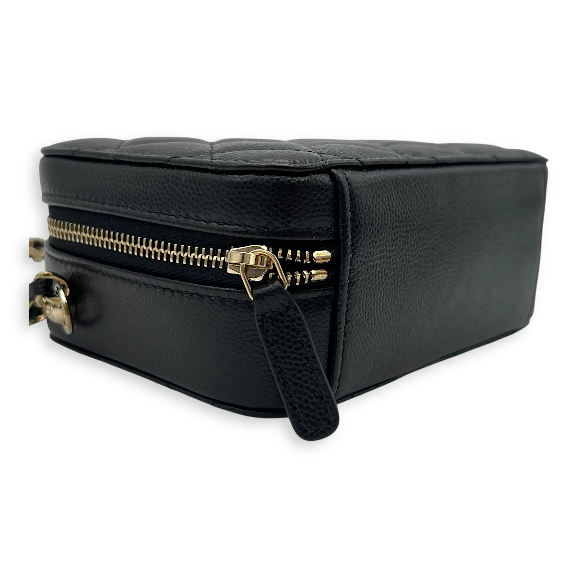 Vanity Crossbody Bag Black in Caviar Leather, Gold hardware