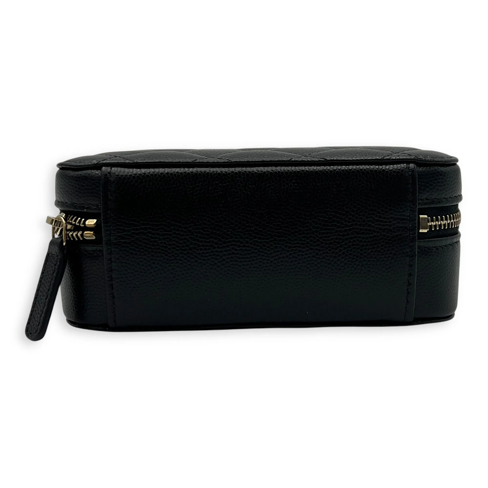 Vanity Crossbody Bag Black in Caviar Leather, Gold hardware