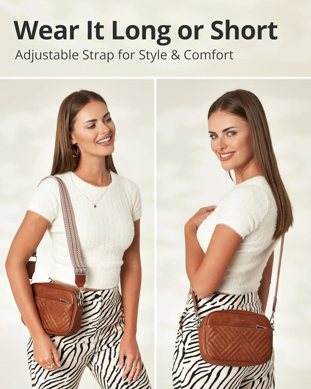 Vantamo Crossbody Bags For Women with Adjustable Strap, Premium PU Leather Purses for Women, Anti-Pickpocket Clip & Gift Box