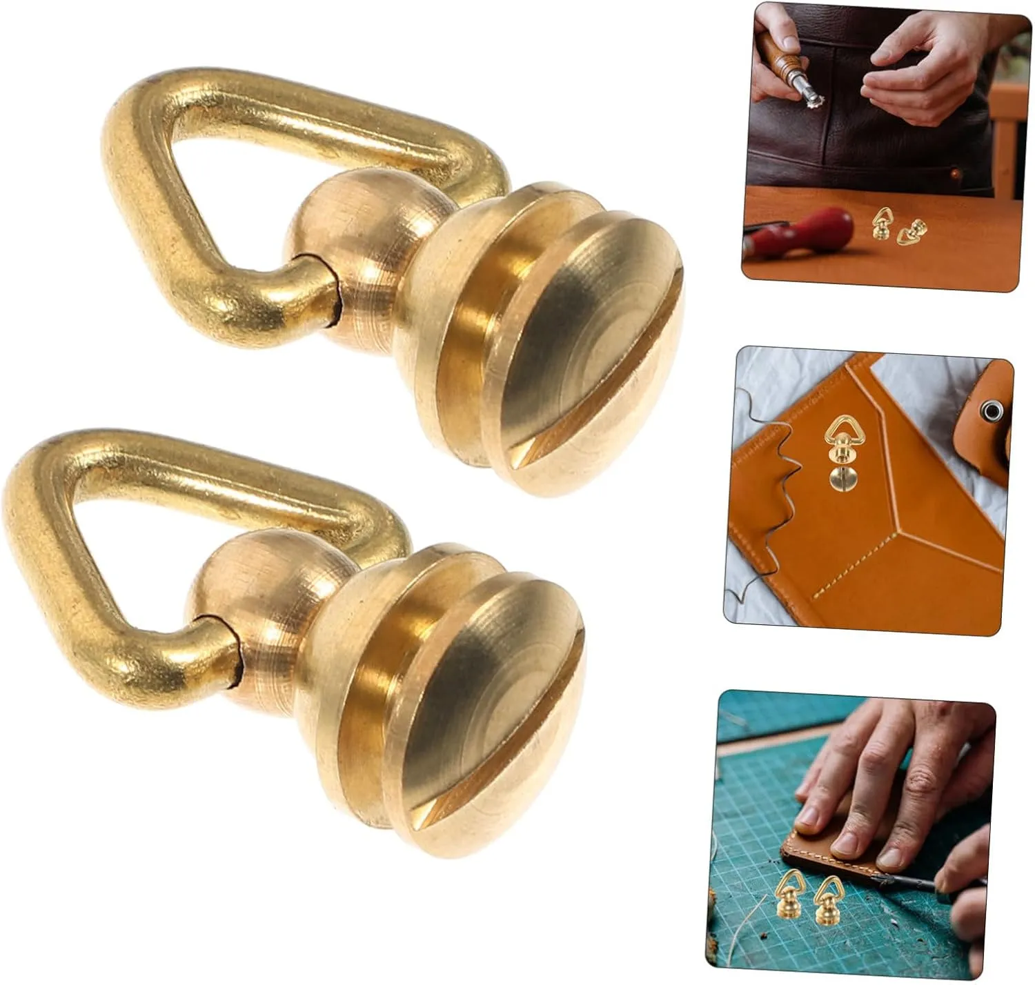 Veemoon 3sets DIY Purse Hardware Metal Rivet Studs Screw Back Rivets Triangle Ring Buckles Leather Craft Fasteners 2pcs*3
