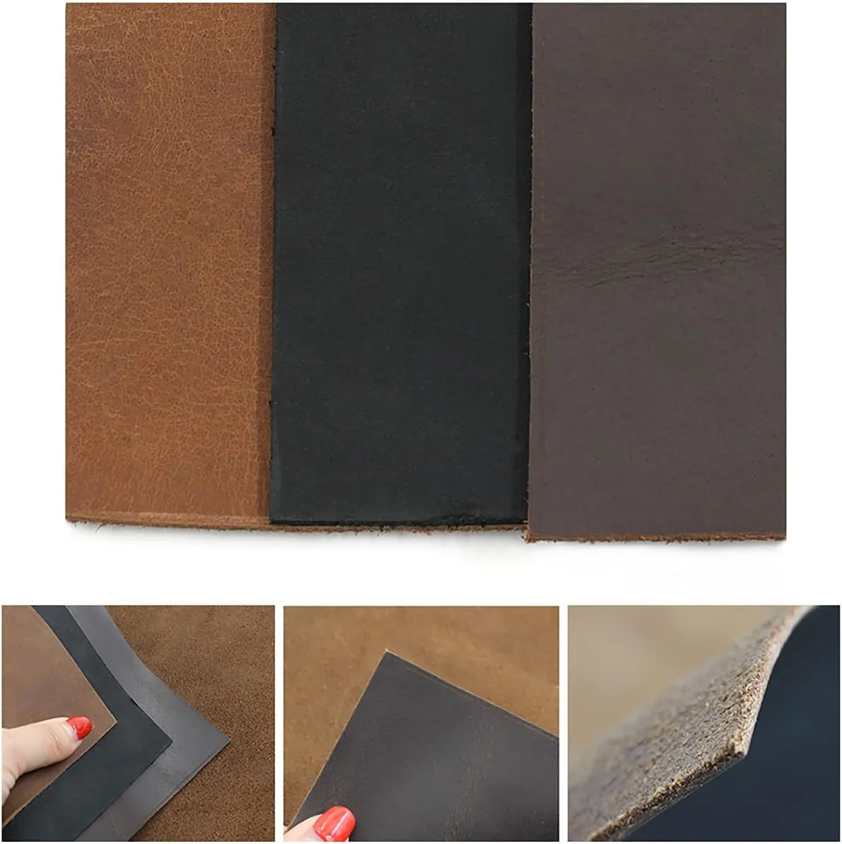 Vegetable Tanned Leather for Crafts, 11.81x15.75 inch Genuine Leather Cowhide Leather for Making DIY Crafts Shoes Belt Bag Wallet,Brown