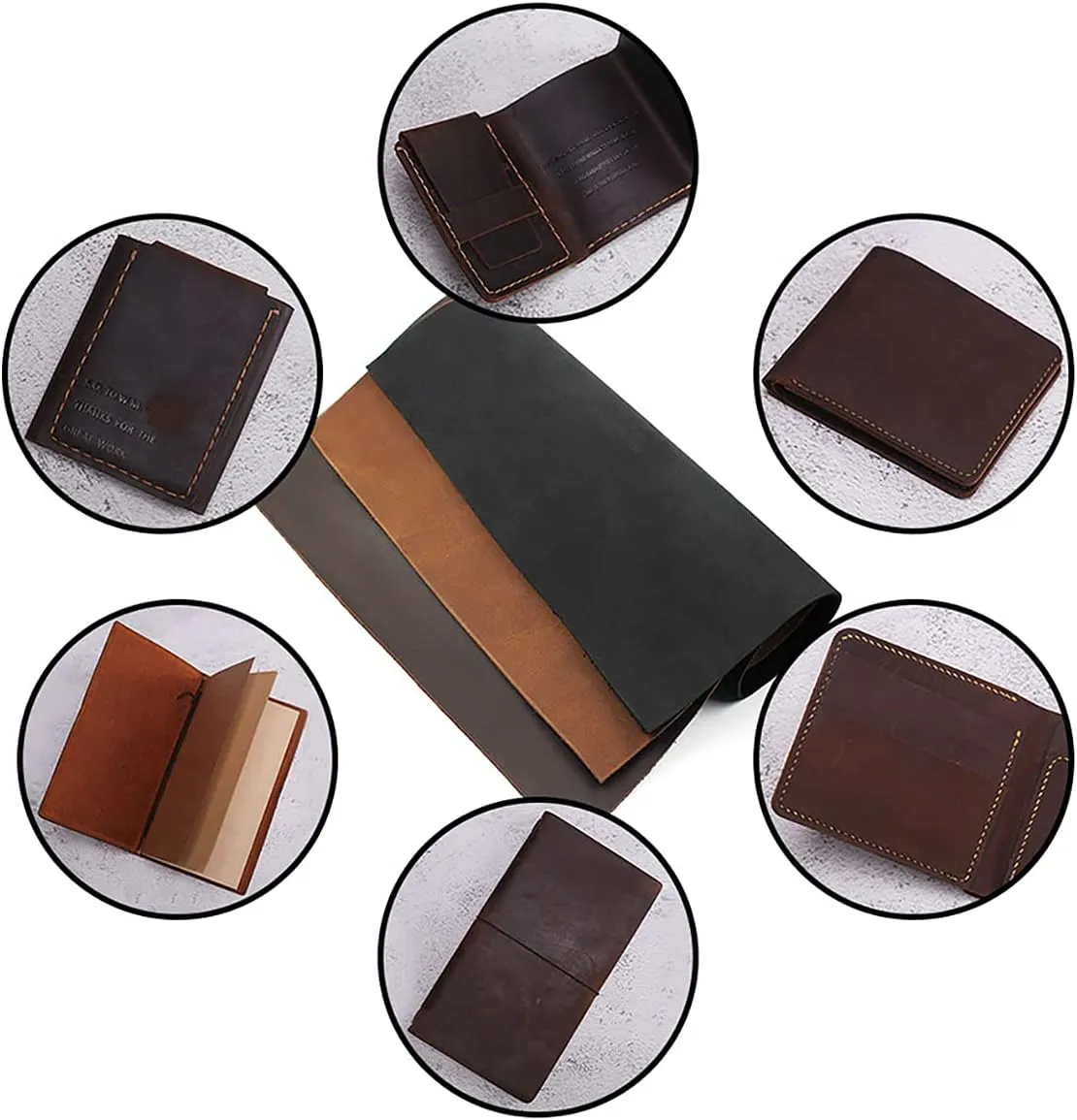 Vegetable Tanned Leather for Crafts, 11.81x15.75 inch Genuine Leather Cowhide Leather for Making DIY Crafts Shoes Belt Bag Wallet,Brown