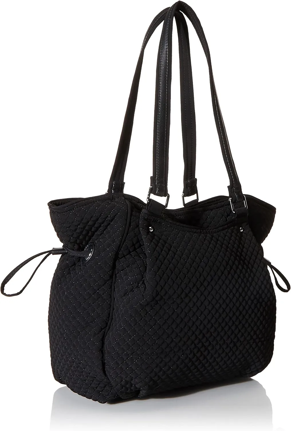Vera Bradley Women's Microfiber Glenna Satchel Purse, Black, One Size