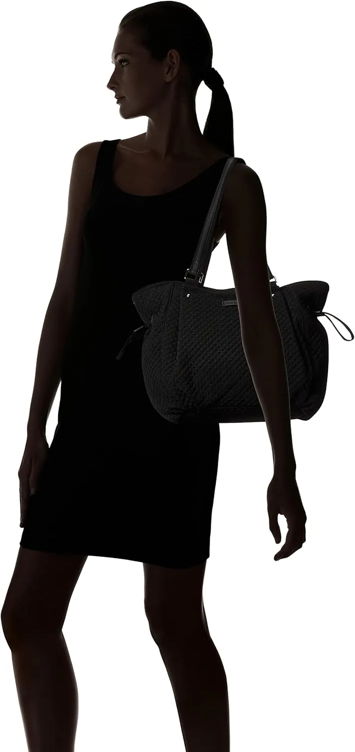 Vera Bradley Women's Microfiber Glenna Satchel Purse, Black, One Size