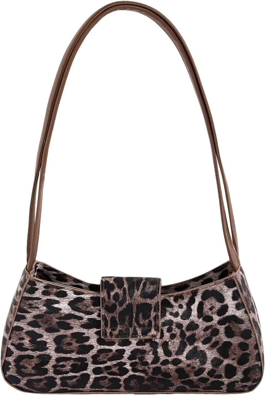 Verdusa Women's Leopard Print PU Leather Shoulder Handbags Bowknot Flap Top Handle Underarm Bag