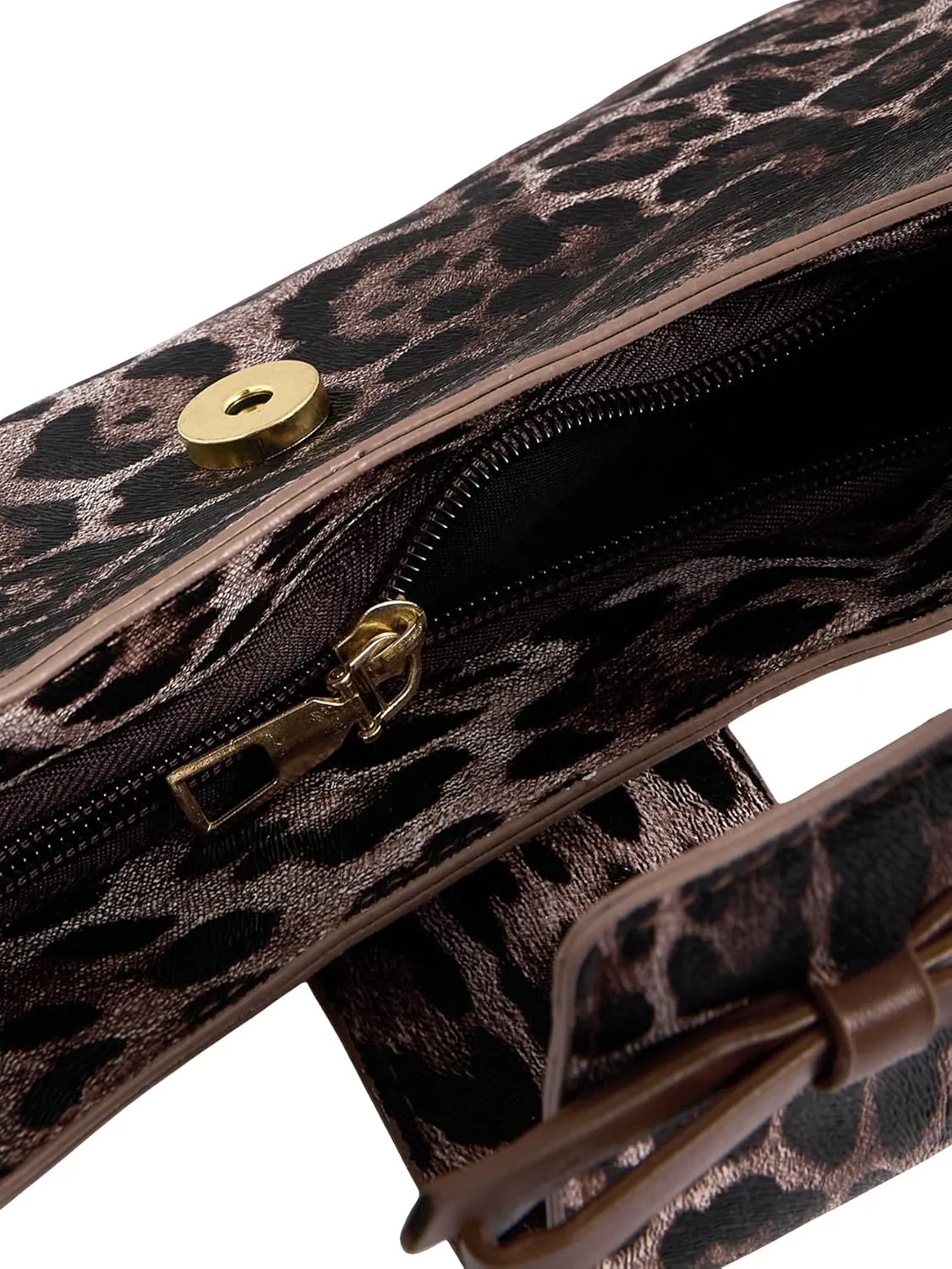Verdusa Women's Leopard Print PU Leather Shoulder Handbags Bowknot Flap Top Handle Underarm Bag